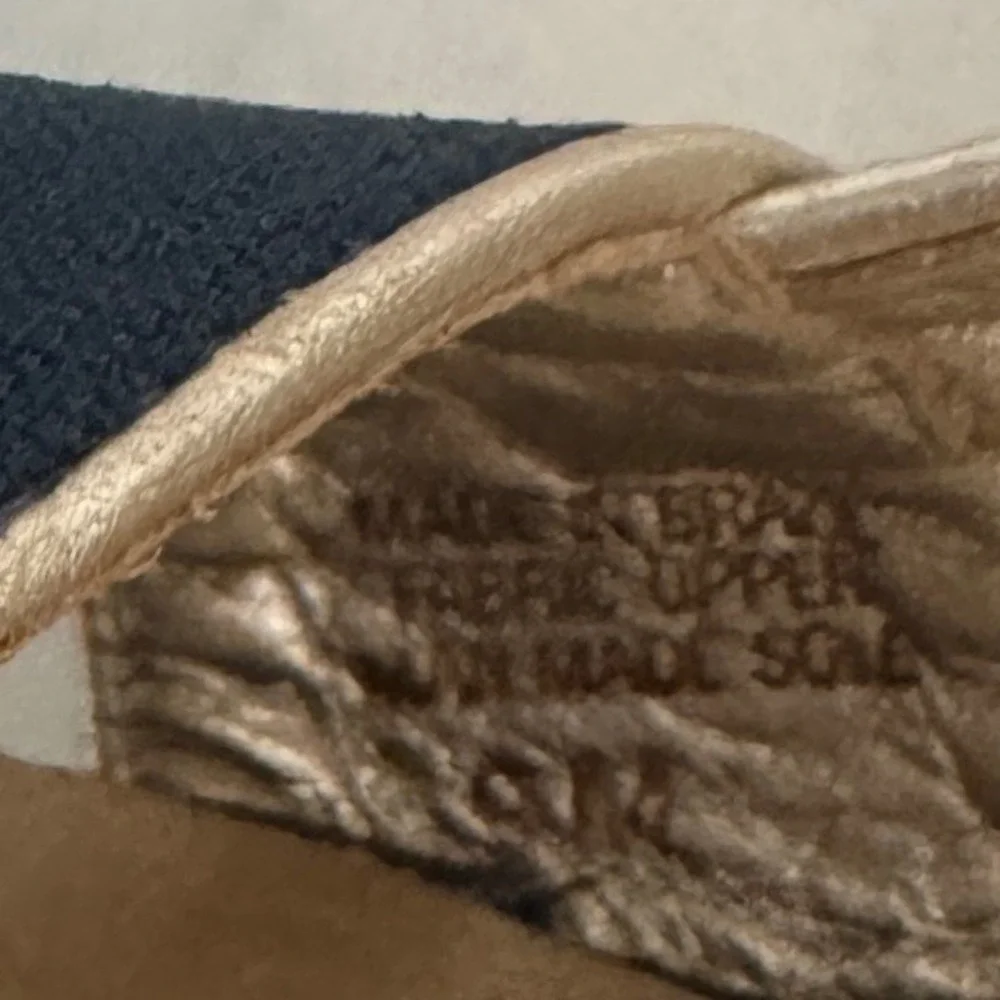 Lilly Pulitzer Ashley Wedge Sandal Women 9 Navy Gold Espadrille Platform Canvas
